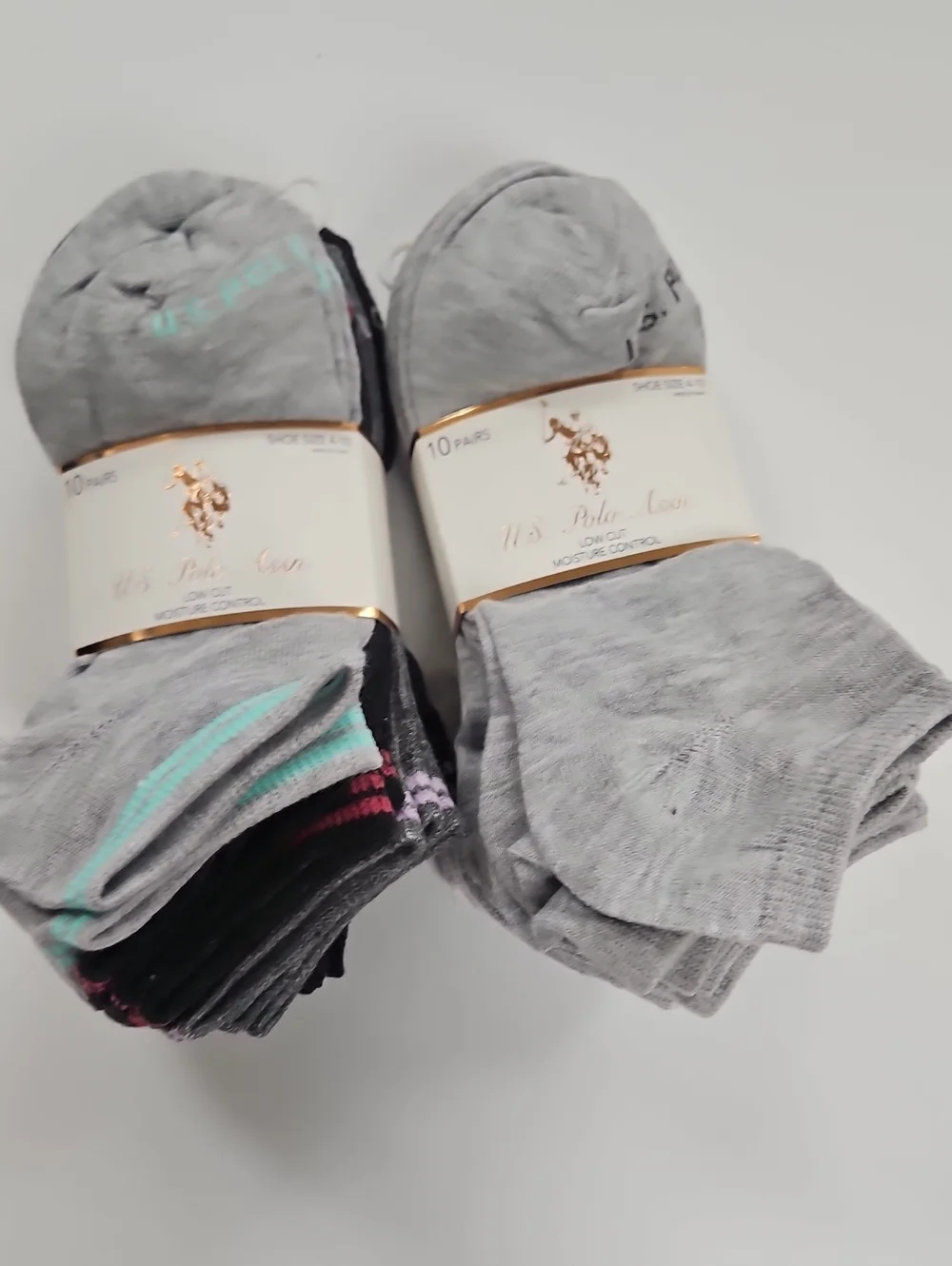Womans 20-Pack Crew Socks by U.S. Polo Assn. - Light Gray/ Dark Grey Mix